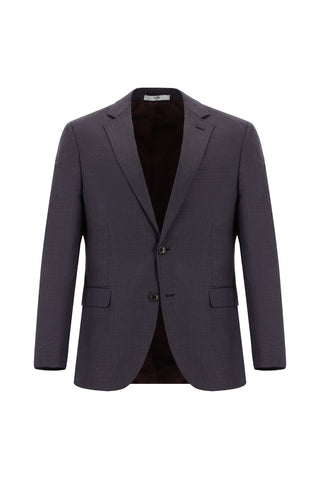 Acı Kahve 7 Drop Slim Fit Dar Kesim Desenli Takım Elbise