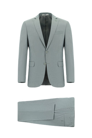 Çağla Yeşili 7 Drop Super Slim Fit Eksra Dar Kesim Desenli Takım Elbise