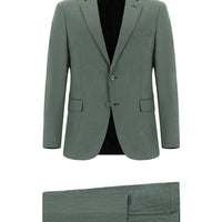 Koyu Yeşil Slim Fit Dar Kesim Klasik Desenli Takım Elbise