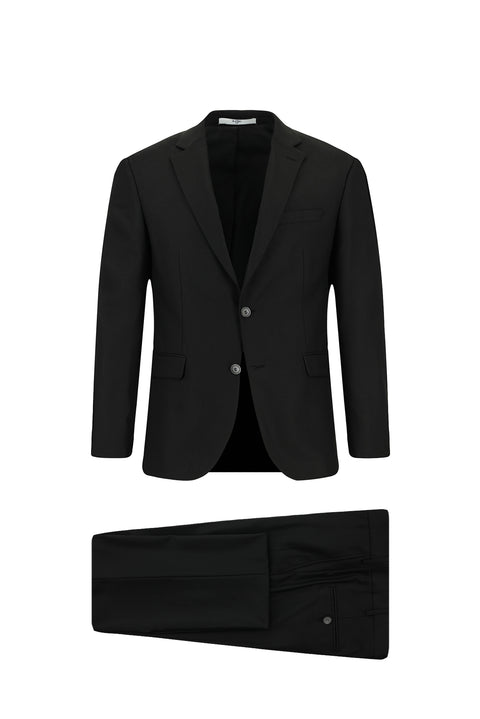 Siyah 7 Drop Slim Fit Dar Kesim Desenli Takım Elbise