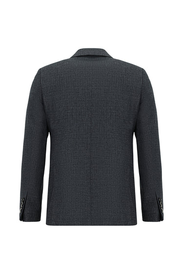 Koyu Füme Slim Fit Dar Kesim Desenli Kruvaze Takım Elbise