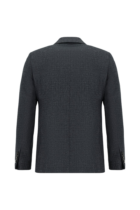 Koyu Füme 7 Drop Slim Fit Dar Kesim Desenli Kruvaze Takım Elbise