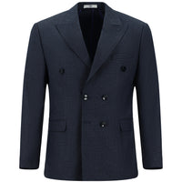 Koyu Lacivert 7 Drop Slim Fit Dar Kesim Desenli Kruvaze Takım Elbise