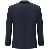 Koyu Lacivert Slim Fit Dar Kesim Desenli Kruvaze Takım Elbise