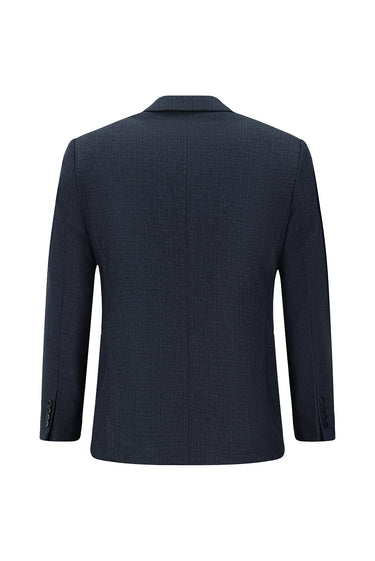 Koyu Lacivert Slim Fit Dar Kesim Desenli Kruvaze Takım Elbise