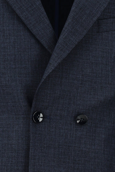 Koyu Lacivert Slim Fit Dar Kesim Desenli Kruvaze Takım Elbise