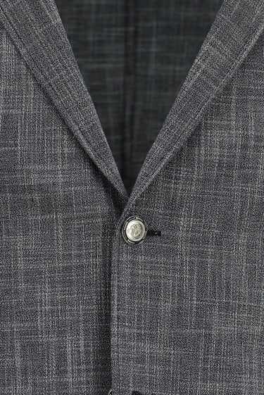 Koyu Lacivert Super Slim Fit Ekstra Dar Kesim Desenli Beli Lastikli İpli Takım Elbise