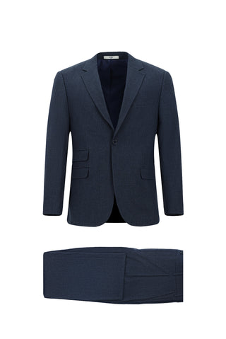 Orta Lacivert 4 Drop Relaxed Fit Rahat Kesim Desenli Takım Elbise
