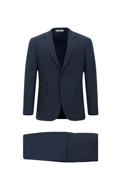 Orta Lacivert 4 Drop Relaxed Fit Rahat Kesim Desenli Takım Elbise