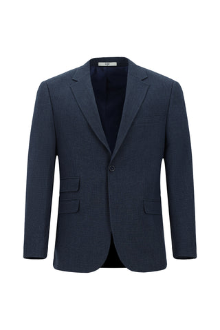 Orta Lacivert 4 Drop Relaxed Fit Rahat Kesim Desenli Takım Elbise