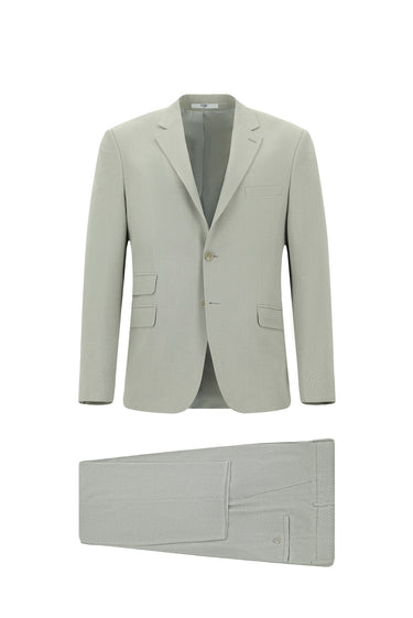 Küf Yeşili Relaxed Fit Rahat Kesim Klasik Desenli Takım Elbise