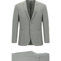 Orta Gri Super Slim Fit Ekstra Dar Kesim Desenli Beli Lastikli İpli Spor Takım Elbise
