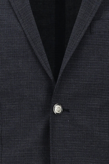 Koyu Lacivert Super Slim Fit Ekstra Dar Kesim Desenli Beli Lastikli İpli Spor Takım Elbise