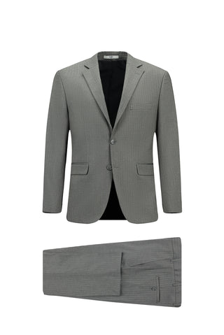Koyu Füme 4 Drop Relaxed Fit Rahat Kesim Likralı Desenli Takım Elbise