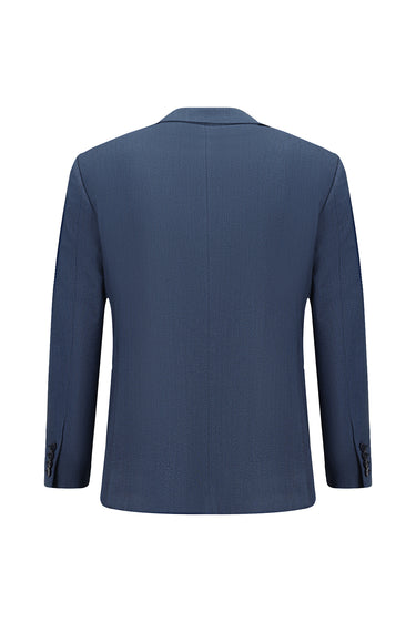 Koyu Lacivert Relaxed Fit Rahat Kesim Likralı Klasik Desenli Takım Elbise