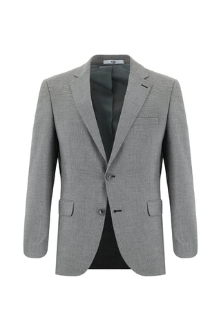Orta Gri 7 Drop Slim Fit Dar Kesim Desenli Takım Elbise