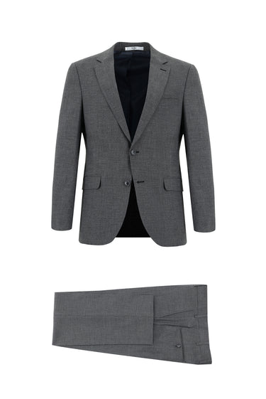 Koyu Antrasit Slim Fit Dar Kesim Klasik Desenli Takım Elbise