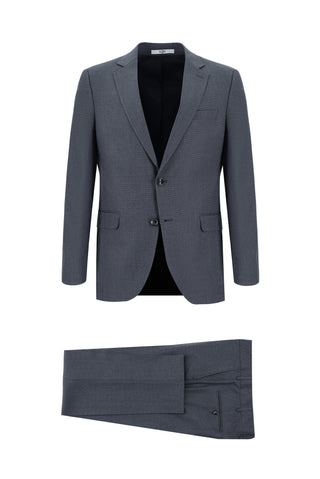 Koyu Füme 7 Drop Slim Fit Dar Kesim Desenli Takım Elbise