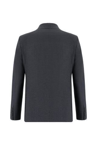 Koyu Antrasit 7 Drop Slim Fit Dar Kesim Desenli Takım Elbise