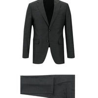 Koyu Füme Slim Fit Dar Kesim Klasik Desenli Takım Elbise