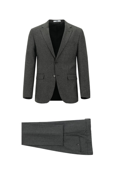 Koyu Füme Slim Fit Dar Kesim Klasik Desenli Takım Elbise