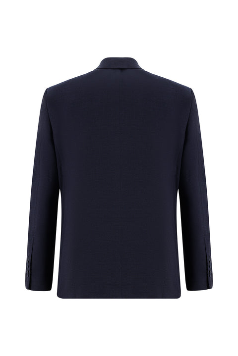 Koyu Lacivert 4 Drop Relaxed Fit Rahat Kesim Desenli Takım Elbise