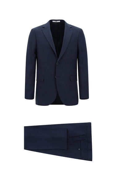 Orta Lacivert Slim Fit Dar Kesim Klasik Desenli Takım Elbise