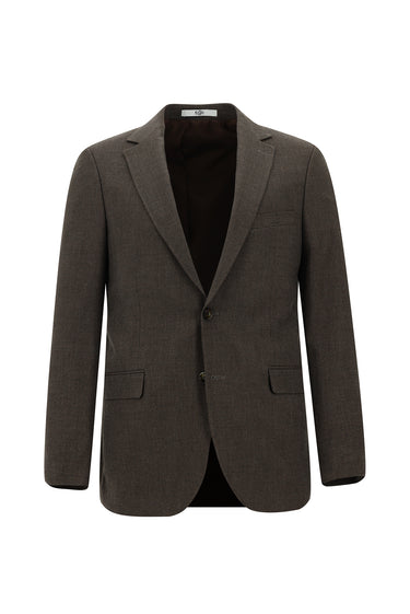 Orta Kahve Slim Fit Dar Kesim Klasik Desenli Takım Elbise