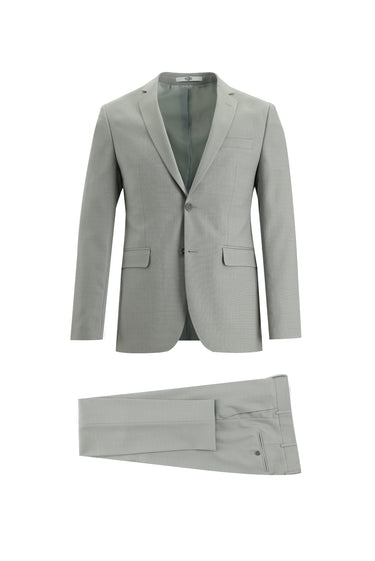 Açık Gri Super Slim Fit Ekstra Dar Kesim Desenli Klasik Takım Elbise