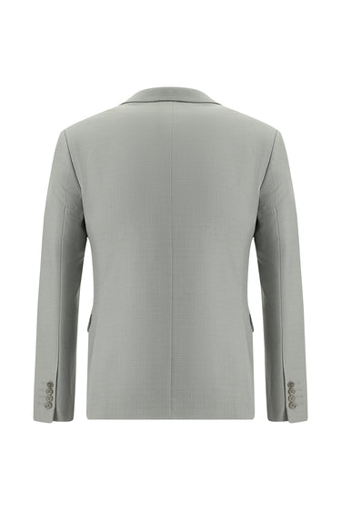 Açık Gri Super Slim Fit Ekstra Dar Kesim Desenli Klasik Takım Elbise