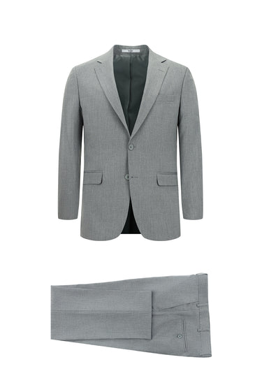 Orta Füme Regular Fit Klasik Desenli Takım Elbise