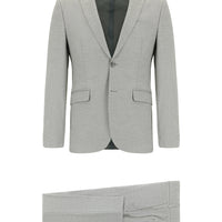 Orta Gri 7 Drop Super Slim Fit Eksra Dar Kesim Desenli Takım Elbise