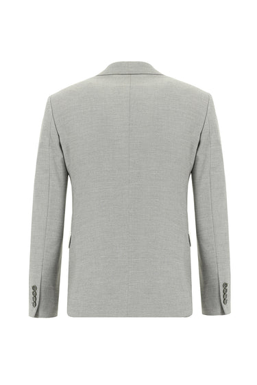 Orta Gri Super Slim Fit Ekstra Dar Kesim Desenli Klasik Takım Elbise