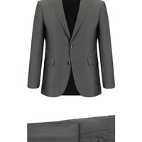 Koyu Antrasit Slim Fit Dar Kesim Klasik Desenli Takım Elbise
