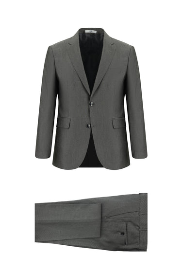 Koyu Antrasit Slim Fit Dar Kesim Klasik Desenli Takım Elbise