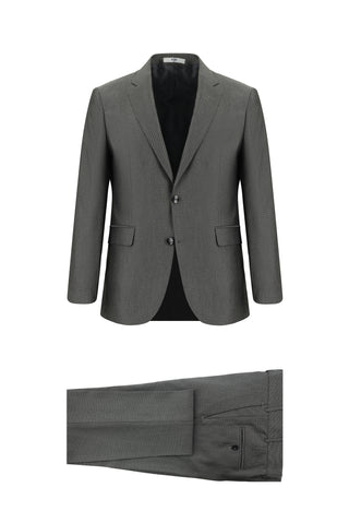 Koyu Antrasit 7 Drop Slim Fit Dar Kesim Desenli Takım Elbise
