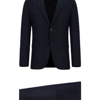 Koyu Lacivert 7 Drop Super Slim Fit Eksra Dar Kesim Desenli Takım Elbise