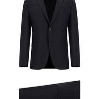 Koyu Antrasit 7 Drop Super Slim Fit Eksra Dar Kesim Desenli Takım Elbise