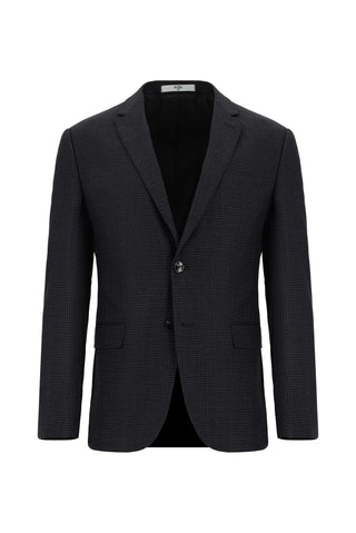 Koyu Antrasit 7 Drop Super Slim Fit Eksra Dar Kesim Desenli Takım Elbise