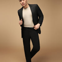 Siyah Slim Fit Dar Kesim Klasik Desenli Takım Elbise