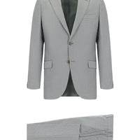 Açık Gri Slim Fit Dar Kesim Klasik Desenli Takım Elbise