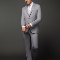 Orta Gri Slim Fit Dar Kesim Klasik Desenli Takım Elbise