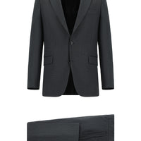 Koyu Füme Slim Fit Dar Kesim Klasik Desenli Takım Elbise
