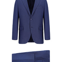 Koyu Mavi Slim Fit Dar Kesim Klasik Desenli Takım Elbise