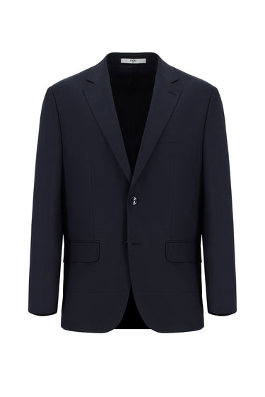 Orta Lacivert Regular Fit Yünlü Klasik Desenli Takım Elbise