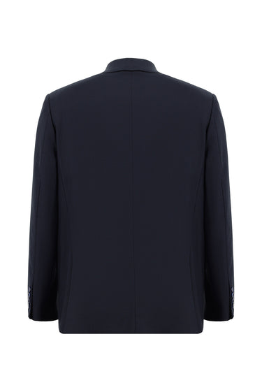 Orta Lacivert Regular Fit Yünlü Klasik Desenli Takım Elbise