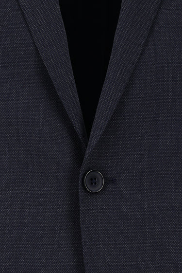 Koyu Lacivert Slim Fit Dar Kesim Yünlü Klasik Desenli Takım Elbise