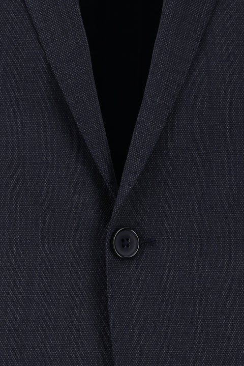 Koyu Lacivert 7 Drop Slim Fit Dar Kesim Yünlü Desenli Takım Elbise