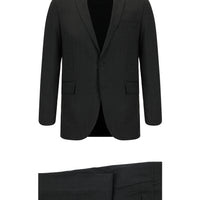 Koyu Antrasit 7 Drop Slim Fit Dar Kesim Yünlü Desenli Takım Elbise