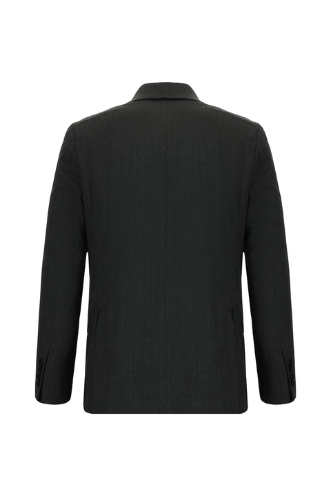 Koyu Antrasit 7 Drop Slim Fit Dar Kesim Yünlü Desenli Takım Elbise